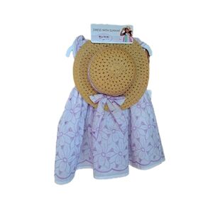 🔥Blueberi Boulevard Lined Purple Floral Dress/Sunhat Size 18 months. NWT